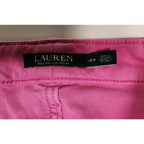 Lauren Ralph Lauren Premier Distressed Skinny Cropped Hot Pink Jeans Size 16W - Picture 7 of 8